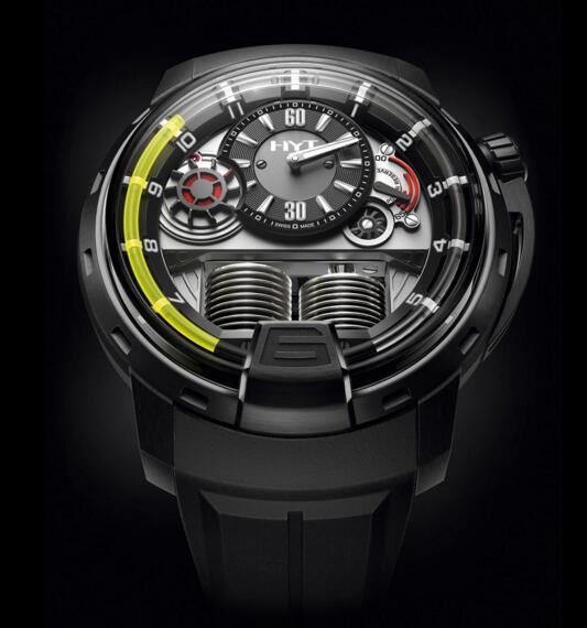 Review Luxury Replica HYT H1 TITANIUM BLACK DLC 148-DL-21-GF-LC men watch